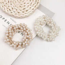 Load image into Gallery viewer, Luxury Big Elegant White Pearl Hair Ties Beads Girls Scrunchies Rubber Bands Ponytail Holders Hair Accessories Elastic Hair Band Ponytail Holder Accessories for Women
