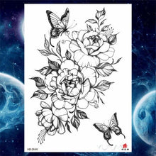 Load image into Gallery viewer, Luxury Big Tattoo Stickers Butterfly Body Arm Leg Tattoos Temporary Black Flower Rose Tattoos For Women's Adults
