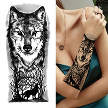 Load image into Gallery viewer, Luxury Black Forest Tiger Wolf Tattoo Sticker Temporary Tattoo Animals Colorful Big Tattoo Stickers For Mens Womens
