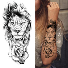 Load image into Gallery viewer, Luxury Black Forest Tiger Wolf Tattoo Sticker Temporary Tattoo Animals Colorful Big Tattoo Stickers For Mens Womens
