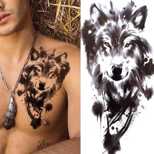 Load image into Gallery viewer, Luxury Black Forest Tiger Wolf Tattoo Sticker Temporary Tattoo Animals Colorful Big Tattoo Stickers For Mens Womens
