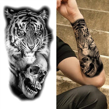Load image into Gallery viewer, Luxury Black Forest Tiger Wolf Tattoo Sticker Temporary Tattoo Animals Colorful Big Tattoo Stickers For Mens Womens
