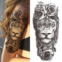 Load image into Gallery viewer, Luxury Black Forest Tiger Wolf Tattoo Sticker Temporary Tattoo Animals Colorful Big Tattoo Stickers For Mens Womens
