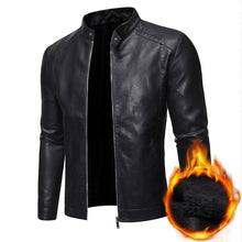 Load image into Gallery viewer, Luxury Black Men Faux Leather Jacket Elegant Motorcycle Men's Jackets Black Warm Business Male PU Leather Coats Men's Leathers Motorcycle Slim Fit Jacket
