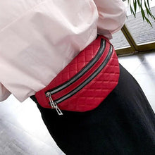 Load image into Gallery viewer, Luxury Black  PU Leather Fashion Women Waist Bag Waterproof Fanny Pack Beautiful Design Fanny Pack Cool Travel Waist Bag
