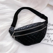 Load image into Gallery viewer, Luxury Black  PU Leather Fashion Women Waist Bag Waterproof Fanny Pack Beautiful Design Fanny Pack Cool Travel Waist Bag
