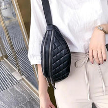 Load image into Gallery viewer, Luxury Black  PU Leather Fashion Women Waist Bag Waterproof Fanny Pack Beautiful Design Fanny Pack Cool Travel Waist Bag
