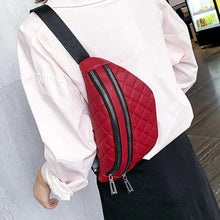 Load image into Gallery viewer, Luxury Black  PU Leather Fashion Women Waist Bag Waterproof Fanny Pack Beautiful Design Fanny Pack Cool Travel Waist Bag
