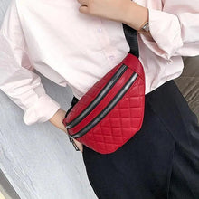 Load image into Gallery viewer, Luxury Black  PU Leather Fashion Women Waist Bag Waterproof Fanny Pack Beautiful Design Fanny Pack Cool Travel Waist Bag
