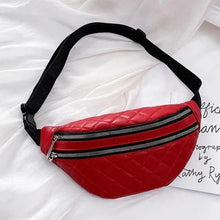 Load image into Gallery viewer, Luxury Black  PU Leather Fashion Women Waist Bag Waterproof Fanny Pack Beautiful Design Fanny Pack Cool Travel Waist Bag
