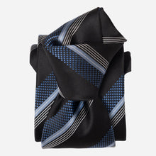Load image into Gallery viewer, Corso - Silk Jacquard Tie - Black &amp; Blue
