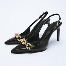 Load image into Gallery viewer, Luxury Black Straps Black Shoes For Women Shallow Summer Heels Beige Elastic Band Low Pointed Closed Flat Rhinestone Slip-on Shoes Flats Outdoor Walking Slippers
