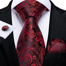 Load image into Gallery viewer, Luxury Blue Silk Design Wedding Tie For Men Necktie Pocket Square Cufflink Set Formal Business Meeting Necktie For Men
