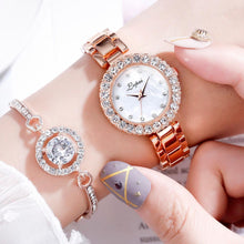 Load image into Gallery viewer, Luxury Bracelet Watches Set For Women Fashion Geometric Bangle Quartz Clock Wrist Watch With Quartz Movement Crystal Diamond Classic Fashion Romantic Jewelry Cuff Bracelet Set
