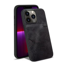 Load image into Gallery viewer, Luxury Brown Leather With Card Holder Phone Case For iPhone 11 12 Pro Max Soft Silicone Back Cover For iPhone 13 14 Pro Genuine Leather Case for iPhone
