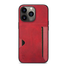 Load image into Gallery viewer, Luxury Brown Leather With Card Holder Phone Case For iPhone 11 12 Pro Max Soft Silicone Back Cover For iPhone 13 14 Pro Genuine Leather Case for iPhone
