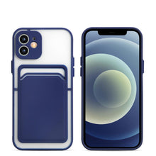Load image into Gallery viewer, Luxury Card Holder Wallet Case For iPhone 11 Pro Max 12 Mini X XR 7 8 Plus XS Max Hard Solid Color Clear Protection Cover  Soft Silicone Shockproof Back Cover
