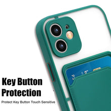 Load image into Gallery viewer, Luxury Card Holder Wallet Case For iPhone 11 Pro Max 12 Mini X XR 7 8 Plus XS Max Hard Solid Color Clear Protection Cover  Soft Silicone Shockproof Back Cover
