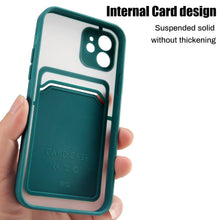Load image into Gallery viewer, Luxury Card Holder Wallet Case For iPhone 11 Pro Max 12 Mini X XR 7 8 Plus XS Max Hard Solid Color Clear Protection Cover  Soft Silicone Shockproof Back Cover
