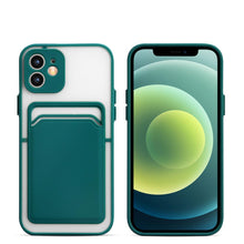 Load image into Gallery viewer, Luxury Card Holder Wallet Case For iPhone 11 Pro Max 12 Mini X XR 7 8 Plus XS Max Hard Solid Color Clear Protection Cover  Soft Silicone Shockproof Back Cover
