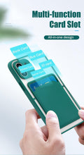 Load image into Gallery viewer, Luxury Card Holder Wallet Case For iPhone 11 Pro Max 12 Mini X XR 7 8 Plus XS Max Hard Solid Color Clear Protection Cover  Soft Silicone Shockproof Back Cover
