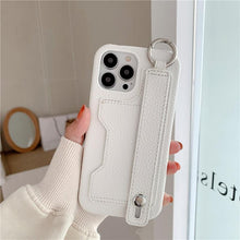 Load image into Gallery viewer, Luxury Card Holder Wrist Strap Leather Wallet Case For iphone 12 13 14 14pro 13Pro Max Mini Protective Cover Wallet Case With Leather Adjustable Hand Strap Phone Cover

