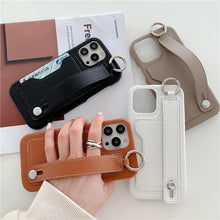 Load image into Gallery viewer, Luxury Card Holder Wrist Strap Leather Wallet Case For iphone 12 13 14 14pro 13Pro Max Mini Protective Cover Wallet Case With Leather Adjustable Hand Strap Phone Cover
