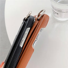 Load image into Gallery viewer, Luxury Card Holder Wrist Strap Leather Wallet Case For iphone 12 13 14 14pro 13Pro Max Mini Protective Cover Wallet Case With Leather Adjustable Hand Strap Phone Cover
