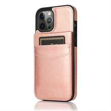 Load image into Gallery viewer, Luxury Cards Case For iPhone 14 13 12 Mini 11 Pro Max Durable Leather Strong Stand Holder Phone Cover Magnetic Flip Case For Women Girls With Card Holder Secure Card Holder
