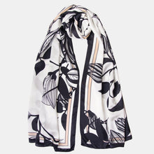 Load image into Gallery viewer, Cara - Silk Scarf Shawl - Soft White &amp; Black

