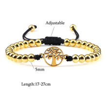 Load image into Gallery viewer, Luxury Copper Beads Pendant Beaded Bracelet Adjustable Life Tree Word Heart Shape Alloy Charm Bangles Couple Wrist Gold Bracelets For Women Bracelet Set Stretch Stackable Bracelets
