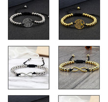 Load image into Gallery viewer, Luxury Copper Beads Pendant Beaded Bracelet Adjustable Life Tree Word Heart Shape Alloy Charm Bangles Couple Wrist Gold Bracelets For Women Bracelet Set Stretch Stackable Bracelets
