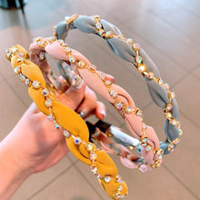 Load image into Gallery viewer, Luxury Crystal Rhinestone Cross Hair Bands For Girls Women Chiffon Stylish Headwear Korean Hair Bands Hoop New Fashion Gorgeous Hair Accessories For Women
