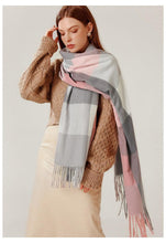 Load image into Gallery viewer, Luxury Fashion Autumn Winter Soft Warm Scarf Plaid Colorful Hijabs Cashmere Scarves Warm Soft Bandana Women's Lightweight Scarves Elegant Echarpe  Escharpe Soft Wool Elegant Tassel For Women
