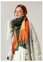 Load image into Gallery viewer, Luxury Fashion Autumn Winter Soft Warm Scarf Plaid Colorful Hijabs Cashmere Scarves Warm Soft Bandana Women's Lightweight Scarves Elegant Echarpe  Escharpe Soft Wool Elegant Tassel For Women
