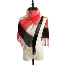 Load image into Gallery viewer, Luxury Fashion Autumn Winter Soft Warm Scarf Plaid Colorful Hijabs Cashmere Scarves Warm Soft Bandana Women's Lightweight Scarves Elegant Echarpe  Escharpe Soft Wool Elegant Tassel For Women
