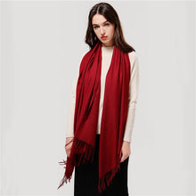 Load image into Gallery viewer, Luxury Fashion Winter Solid Colorful Soft Scarf Hijabs Tassels Long Warm Shawls Hijabs Lightweight Scarfs Scarves Cashmere Elegant Hijabs Scarves Wraps For Women
