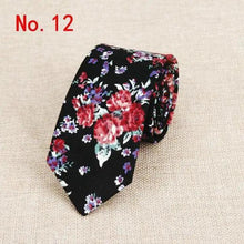 Load image into Gallery viewer, Luxury Flower Handmade Cotton Ties For Men Classic Colorful Printed Floral Designs Necktie For Wedding
