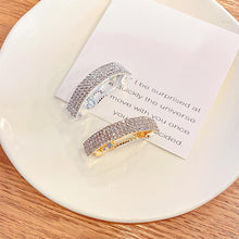Load image into Gallery viewer, Luxury Full Rhinestone Crystals Gold Silver Ponytail Holder Buckle Hair Clips Elegant Women Sparkly Semicircle Metal Spring Hair Clips Barrette Accessories for Women
