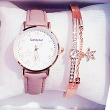 Load image into Gallery viewer, Luxury Girl Watch Student High School Small Fresh Watch Pink Cute Star Starry Sky Casual Leather Female Wrist Watch Leather Band Thin Minimalist Casual Simple Dress Watch
