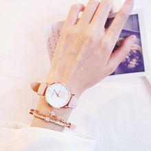 Load image into Gallery viewer, Luxury Girl Watch Student High School Small Fresh Watch Pink Cute Star Starry Sky Casual Leather Female Wrist Watch Leather Band Thin Minimalist Casual Simple Dress Watch
