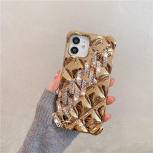 Load image into Gallery viewer, Luxury Glitter Rhinestones Wrist Bracelet Chain Case For iPhone 14 13 11 12 Pro Max X XR XS 7 8 Plus Detachable Metal Bracelet Luxury Chain Case for iPhone
