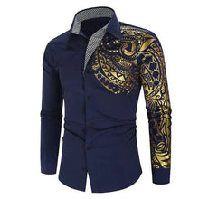 Load image into Gallery viewer, Luxury Gold Black Shirt Men New Slim Fit Long Sleeve
