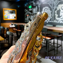 Load image into Gallery viewer, Luxury Gold Plating Electroplated Bracelet Cute Compatible with iPhone Diamond Case Luxury Sparkle Glitter Rhinestone  Phone Case For iPhone 14 13 Promax 11 12 Pro Max Mini Xs Max XR 8 7 Plus Mirror Cover
