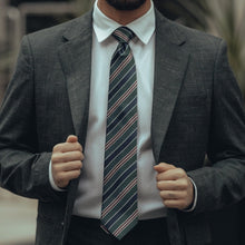 Load image into Gallery viewer, Vesuvio - Silk Jacquard Tie - Green and Navy
