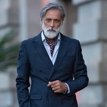 Load image into Gallery viewer, Barberini - Silk Ascot Cravat Tie - Navy and Red

