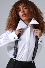 Load image into Gallery viewer, Chalk White Floral Print Handmade Italian Cufflinks with Clear Resin
