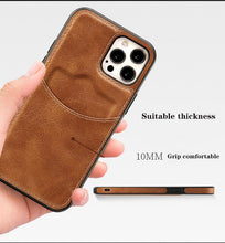 Load image into Gallery viewer, Luxury Leather Card Retro Case for iPhone 14 13 12 Mini 11 Pro Max X XR XS Slim Soft Cover for 14 Max Built-in Metal Plate for Magnetic Mounting &amp; Card Holder Phone Case
