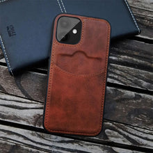 Load image into Gallery viewer, Luxury Leather Card Retro Case for iPhone 14 13 12 Mini 11 Pro Max X XR XS Slim Soft Cover for 14 Max Built-in Metal Plate for Magnetic Mounting &amp; Card Holder Phone Case
