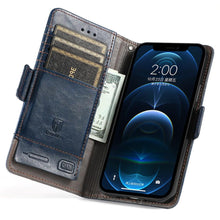 Load image into Gallery viewer, Luxury Leather Case For iPhone 13 11 12 14 Pro Max Mini Wallet Pocket Flip Case Cover Vintage Luxury Genuine Leather Fashion Business Classic Flip Case For Men
